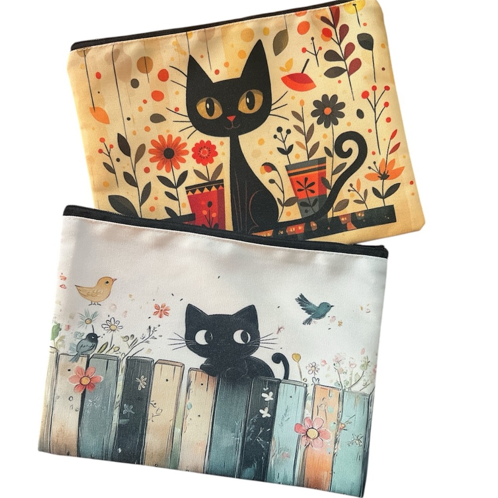 Cat Print Zipper Accessory / Makeup Bags
